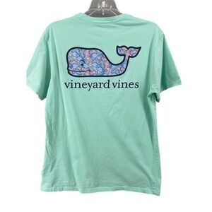 Vineyard‎ Vines T-Shirt Womens Sz S Whale Crab Print Mint Green Pocket Tee